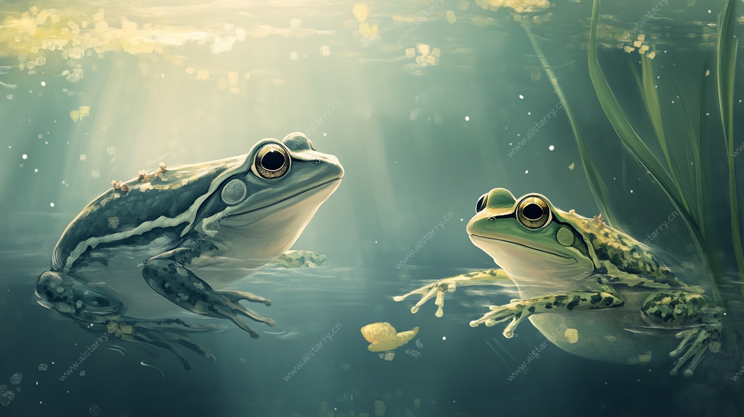 水下双蛙的梦幻光影时刻