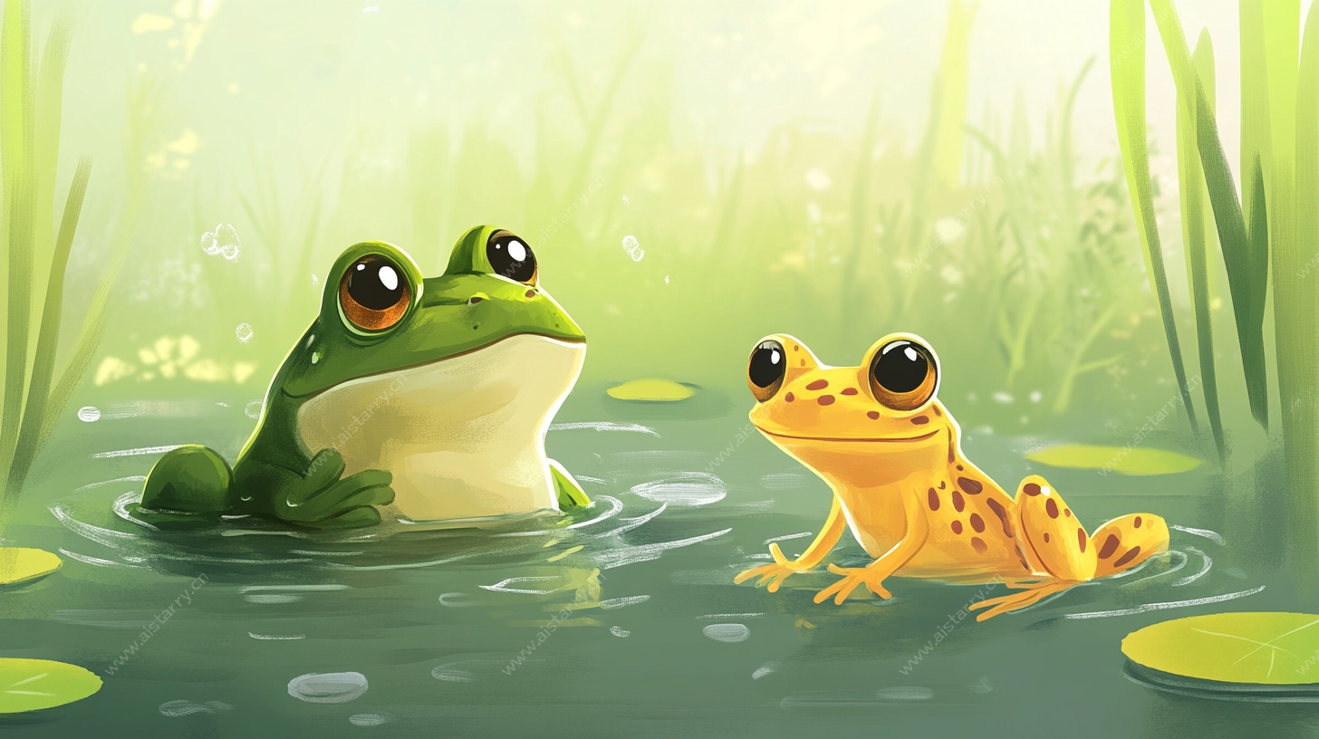 池塘中的青蛙伙伴