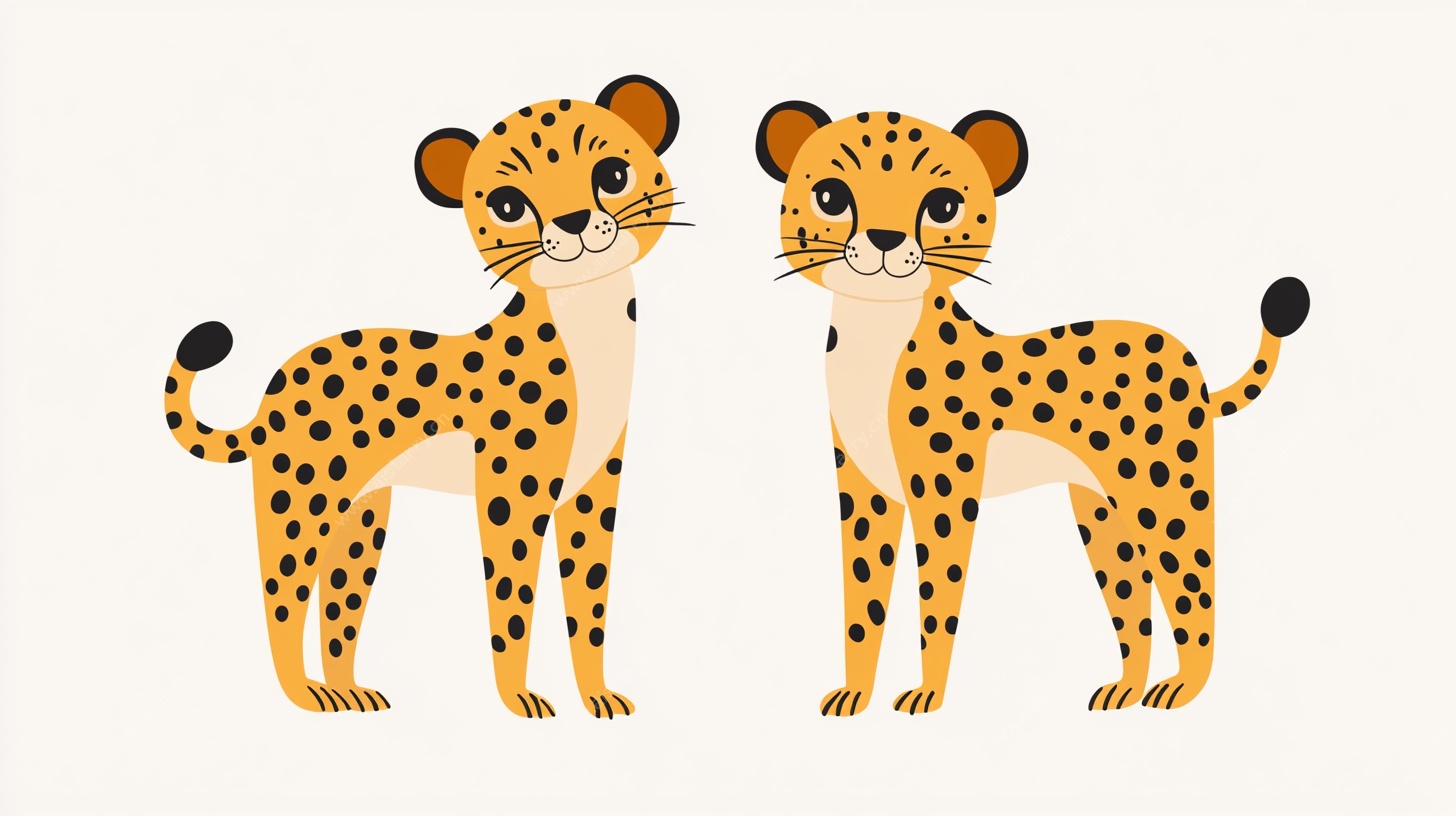 两只可爱的卡通猎豹