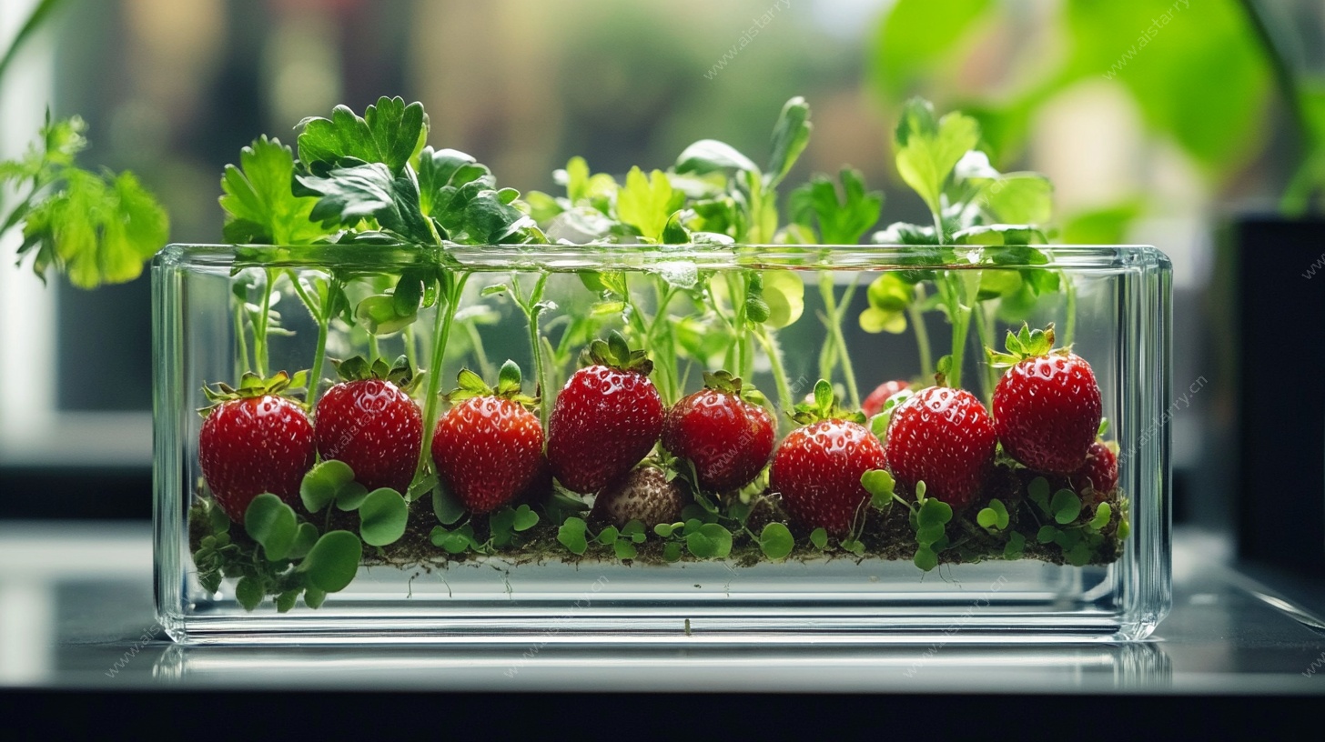 玻璃容器中的草莓绿植