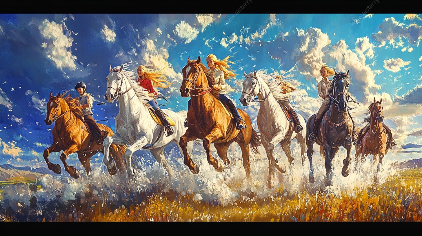 万马奔腾骑士驰骋画卷