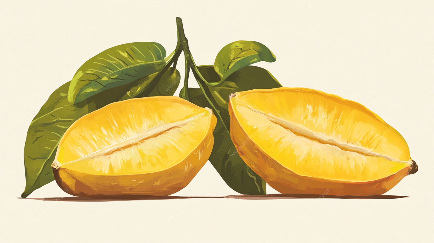 切开的杨桃插画