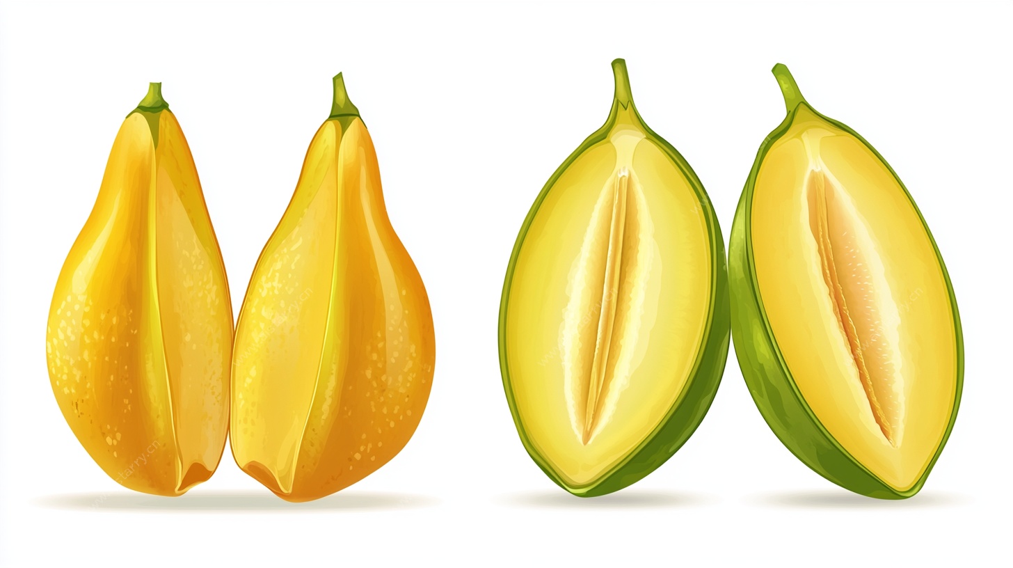 黄梨与绿梨的生动插画