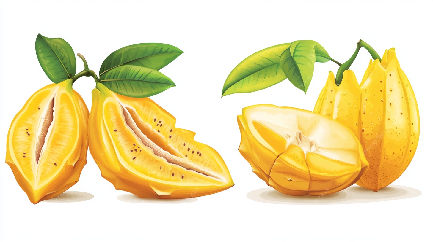 金黄杨桃插画展示新鲜感