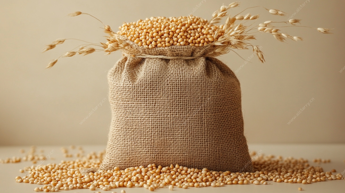 麻袋装的饱满金黄大豆