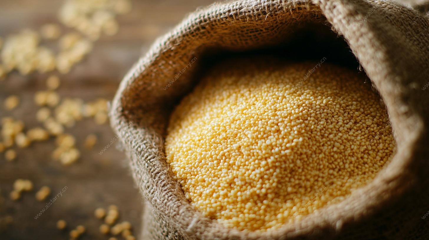 麻袋中的金黄小米