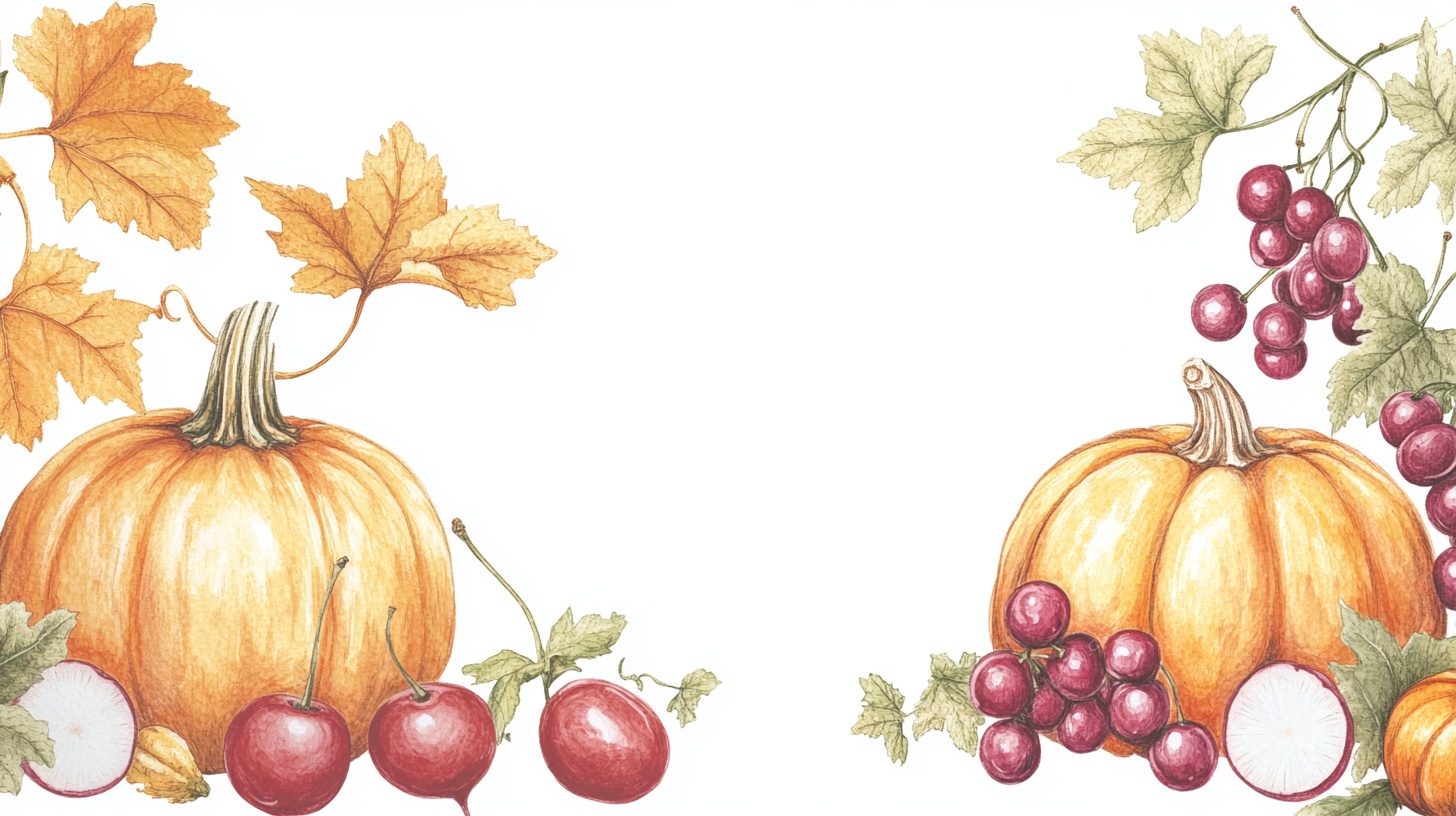 秋日果蔬水彩插画