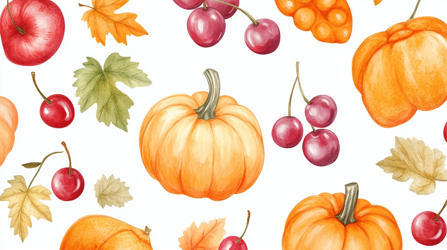 秋日果蔬水彩图案