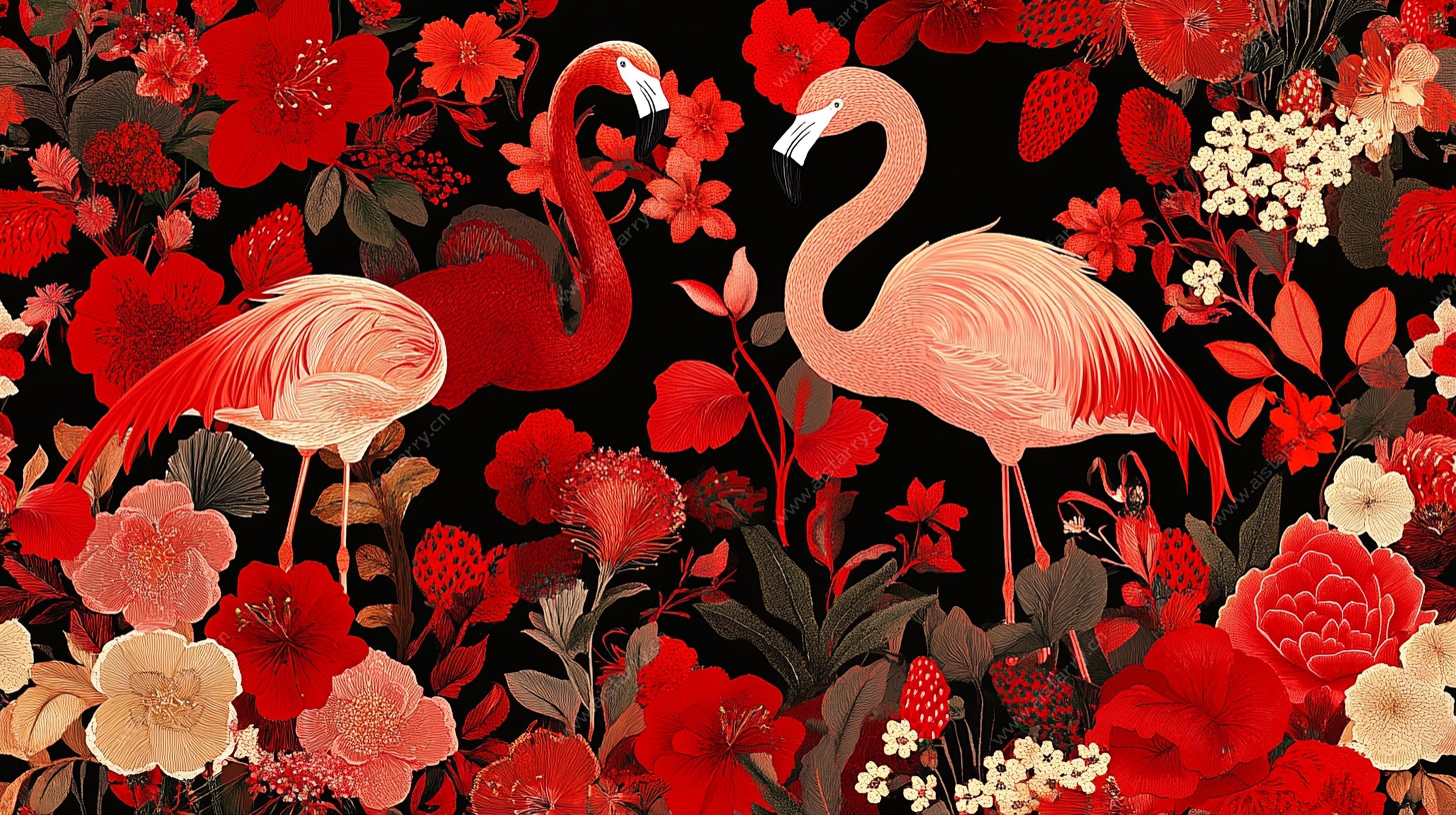 火烈鸟与繁花的梦幻邂逅