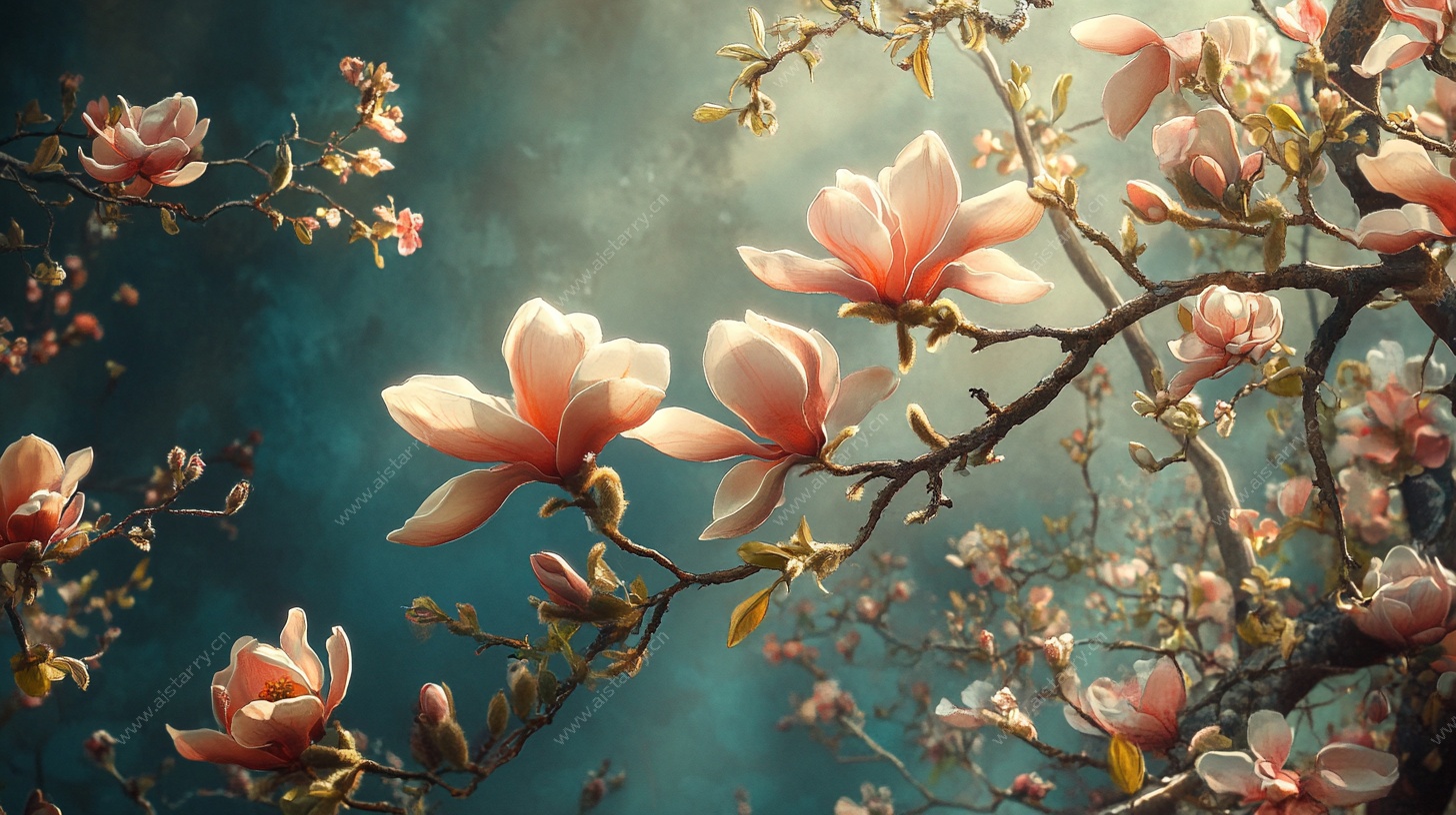 梦幻玉兰花绽放图