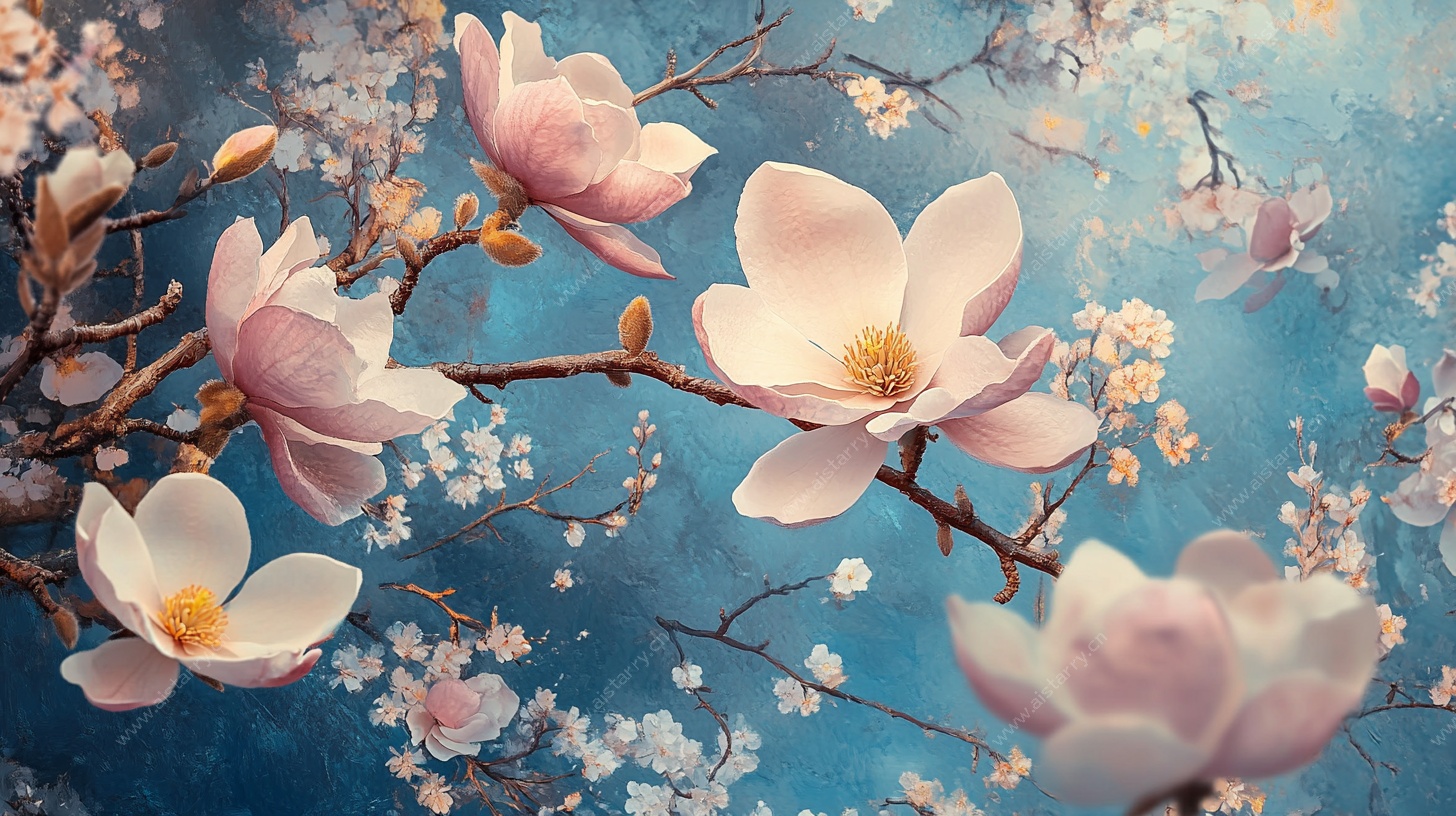 梦幻玉兰花绽放美景