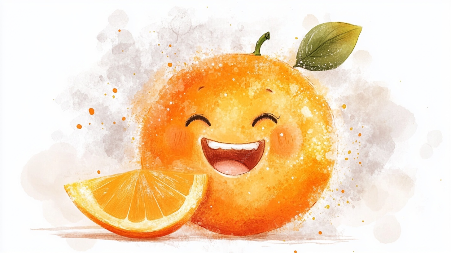微笑的橙子插画