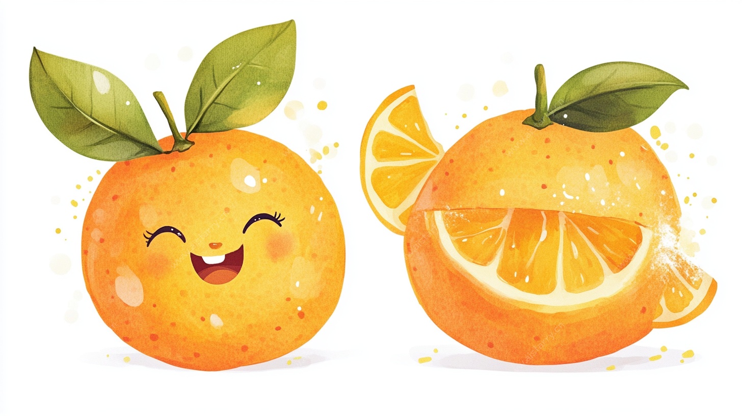 可爱笑脸橙子插画