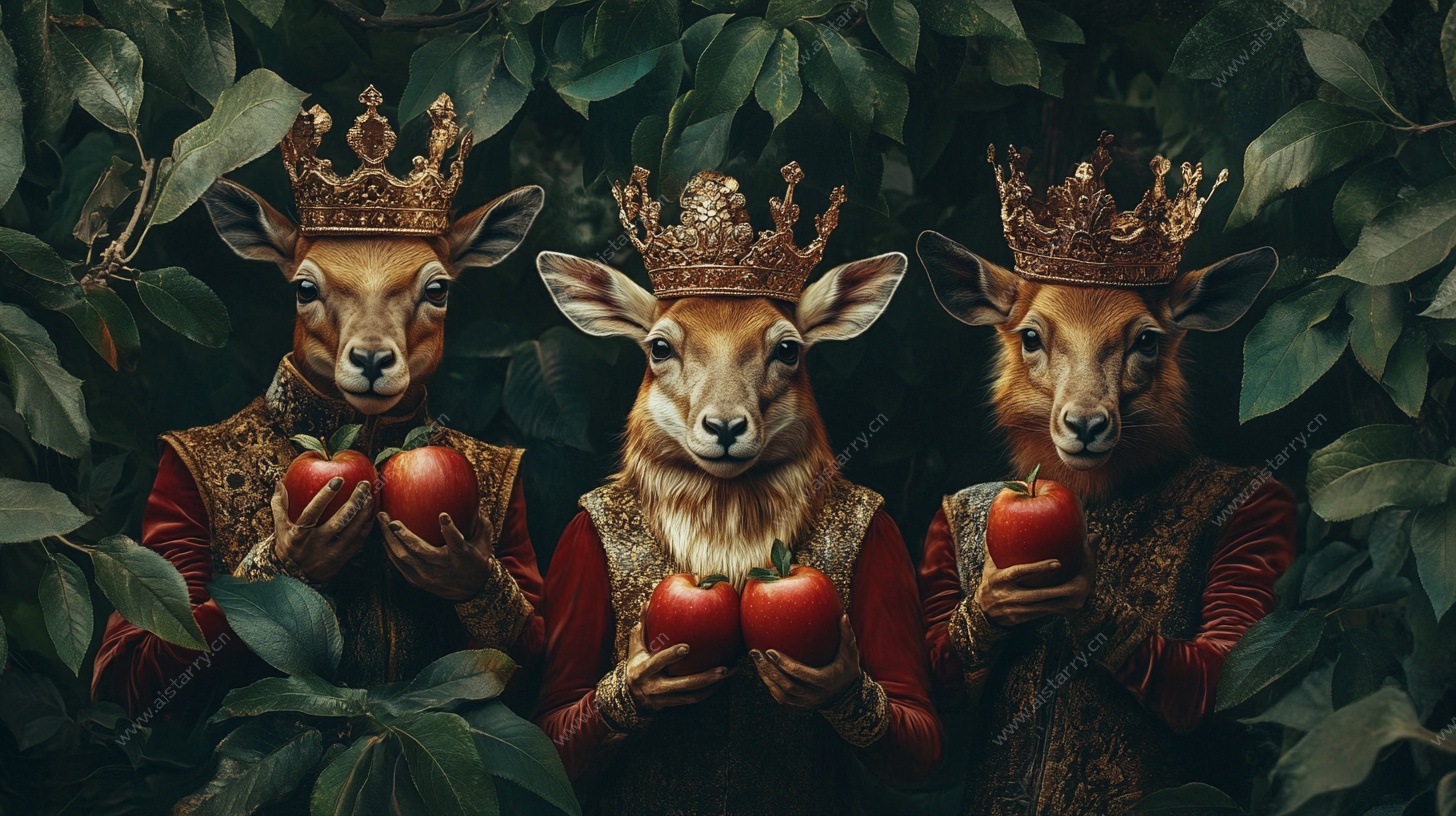 鹿王们的苹果盛宴
