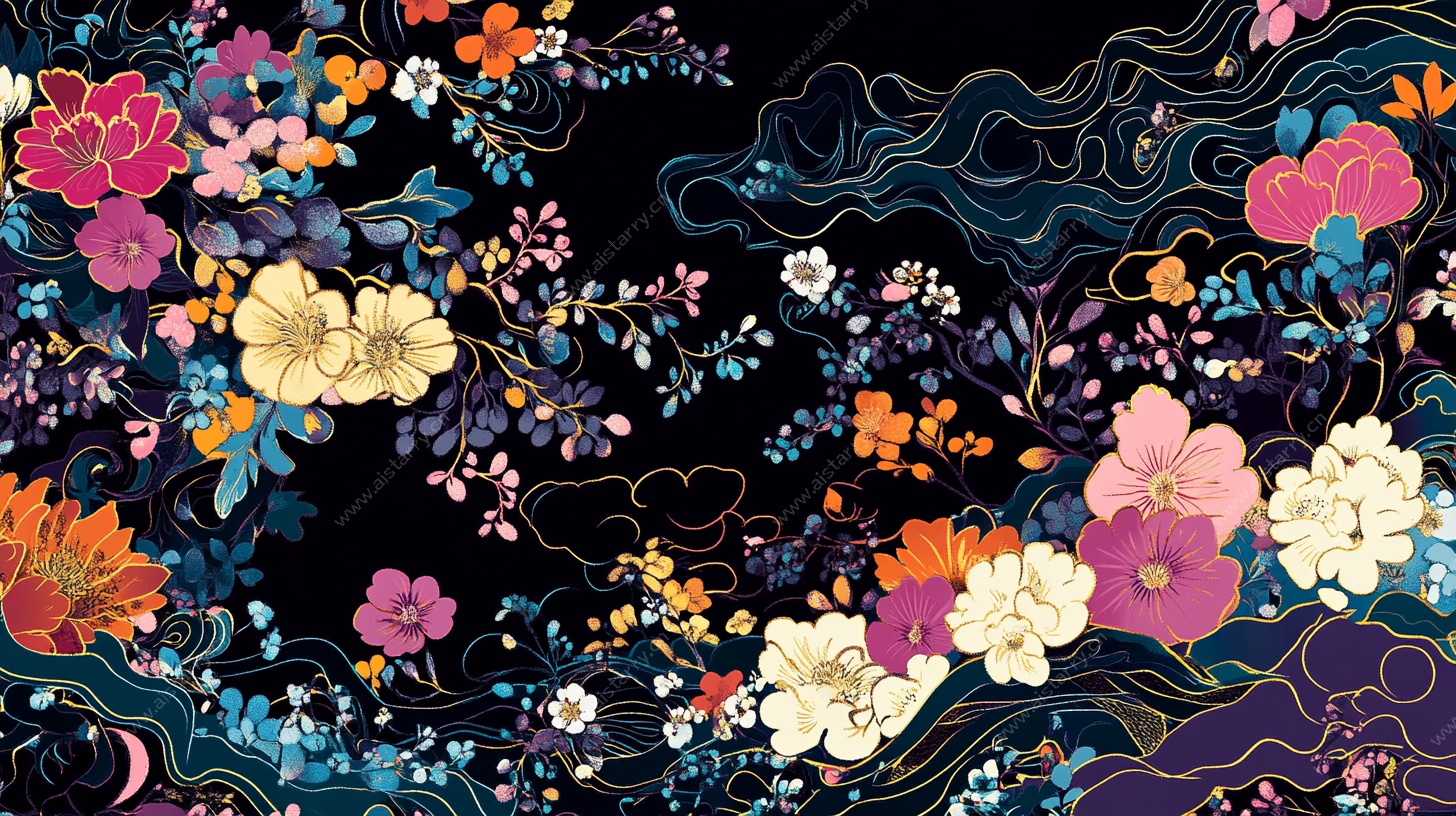 中式繁花梦幻背景图