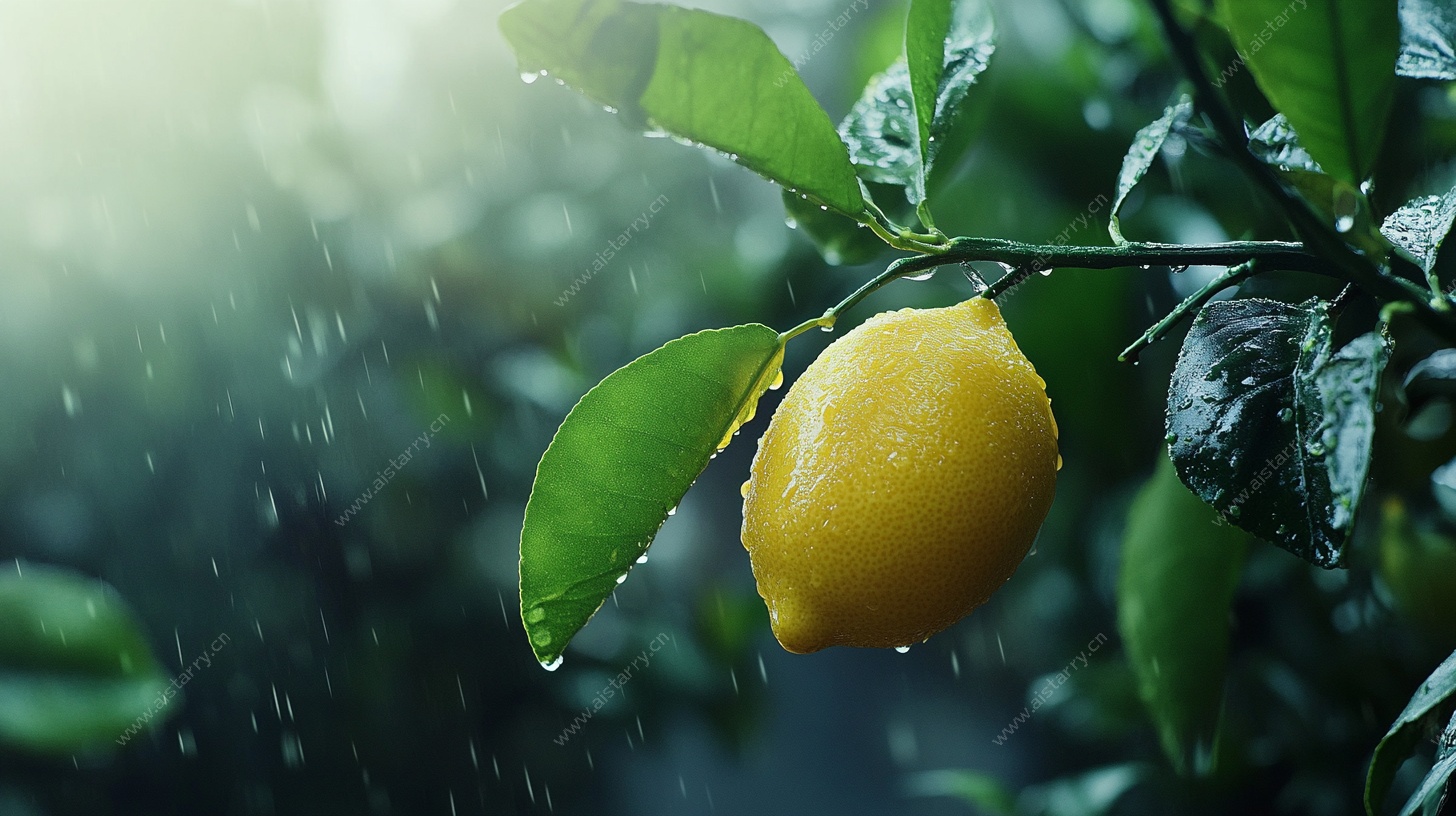 雨中柠檬挂枝头