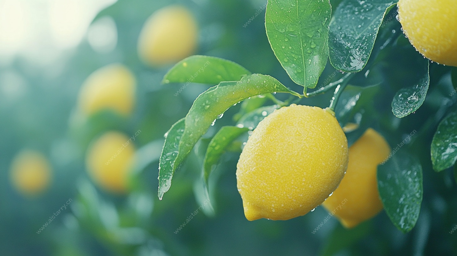 枝头柠檬 清新欲滴