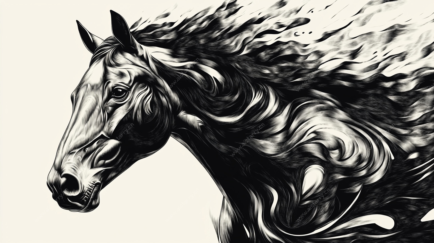 奔腾骏马艺术插画