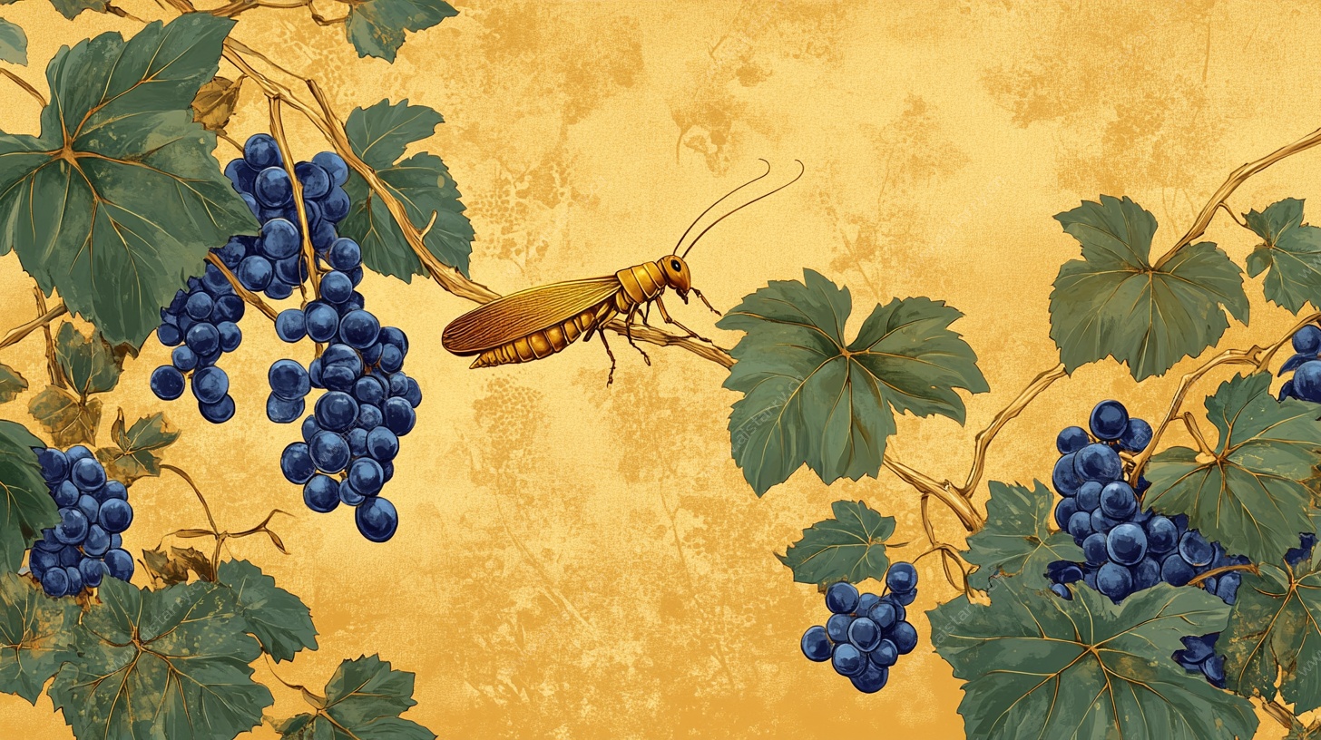 葡萄藤上的昆虫景致