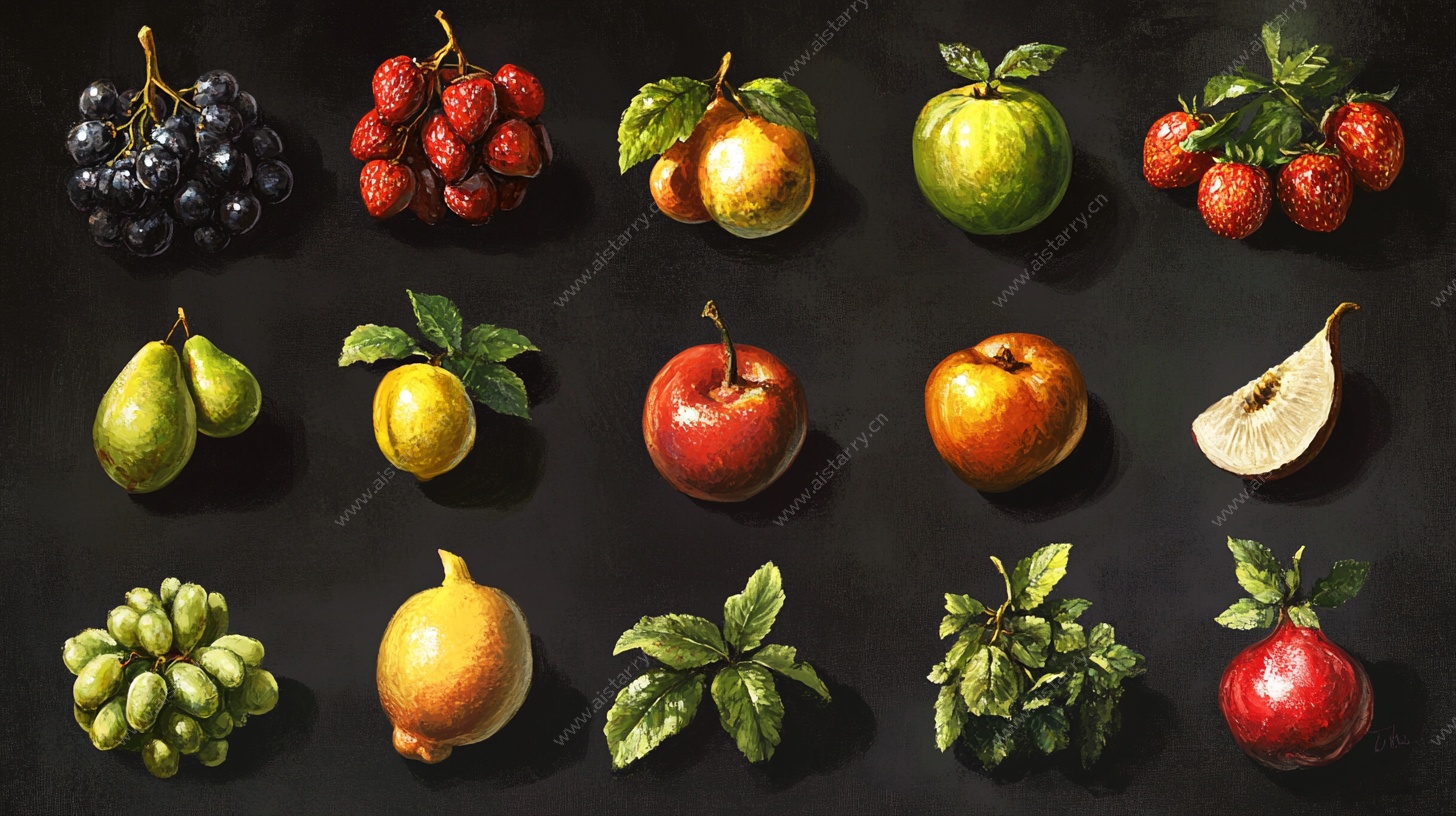 多彩鲜果静物画