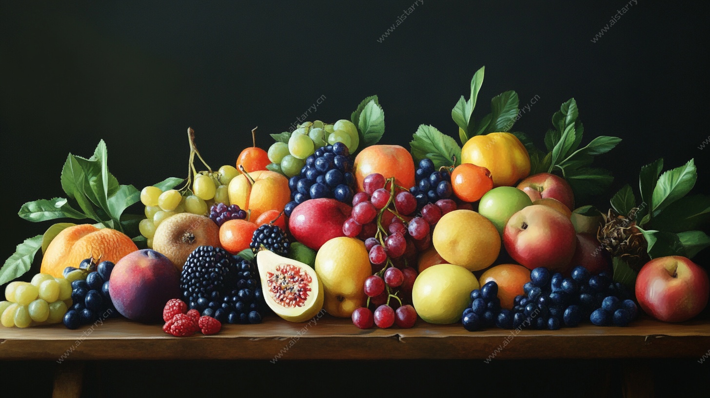 丰盛水果静物画