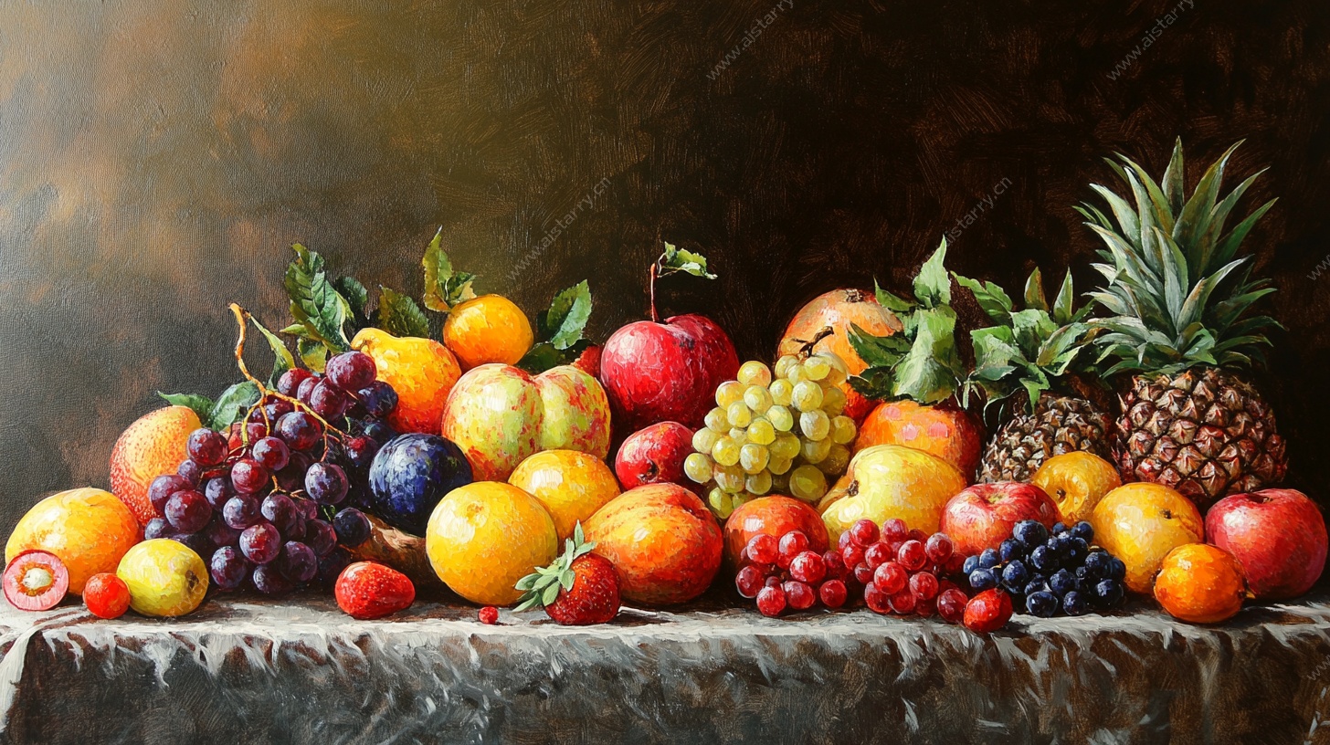 丰盛水果静物油画