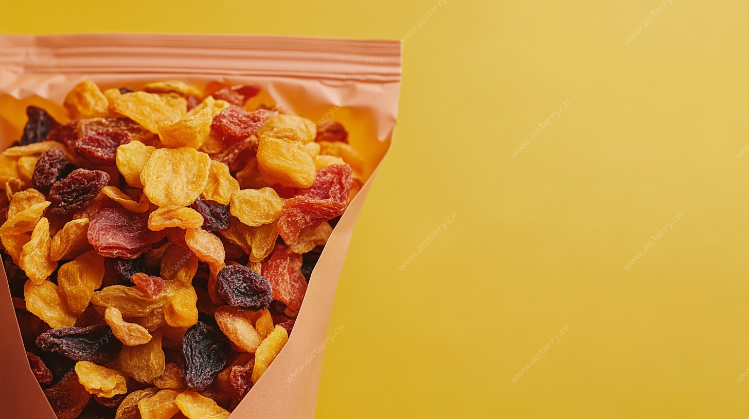 袋装缤纷果干特写
