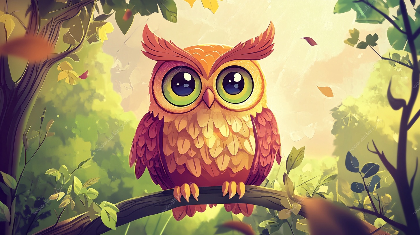 森林中的萌趣猫头鹰