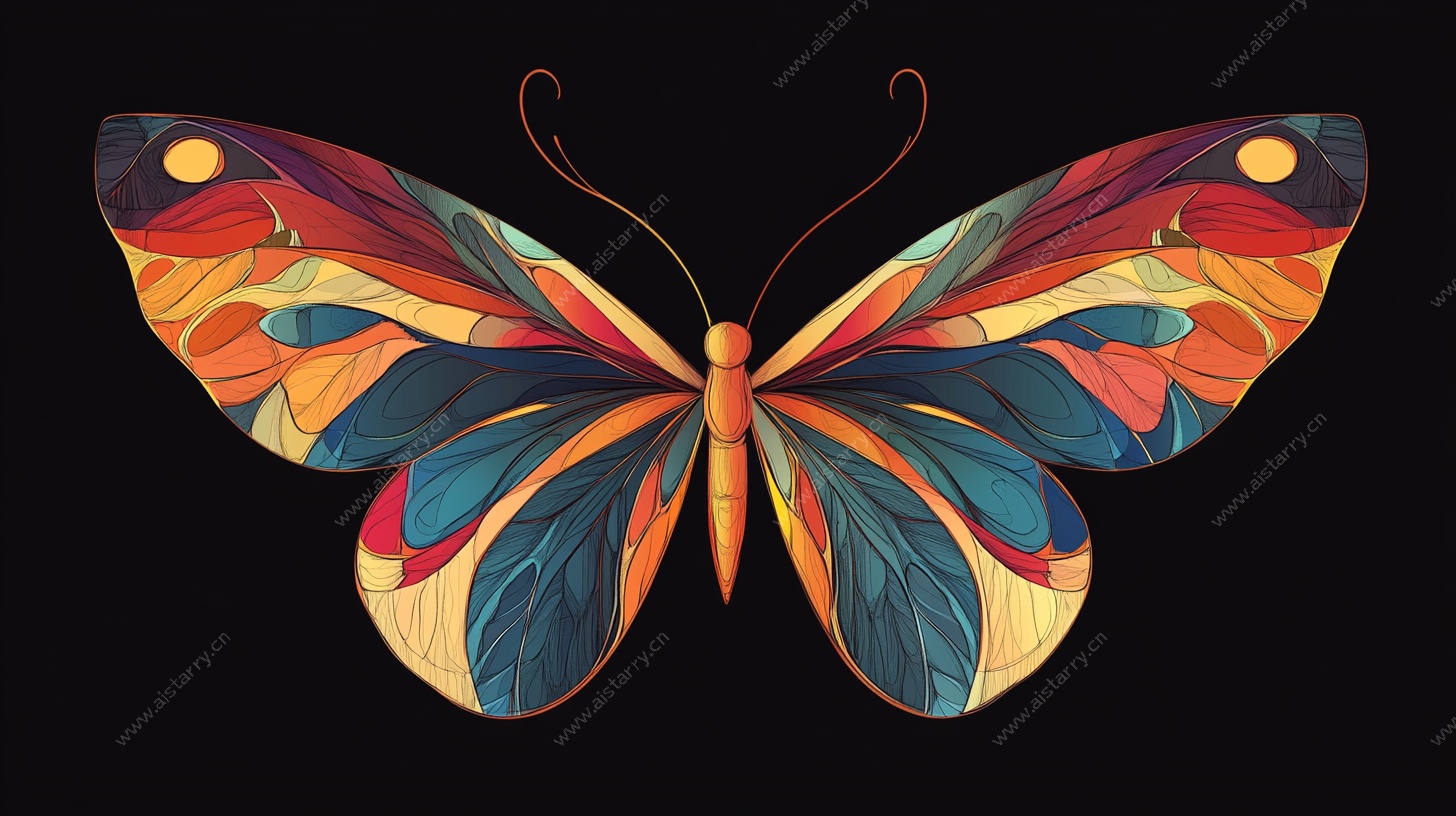 彩色艺术风蝴蝶插画