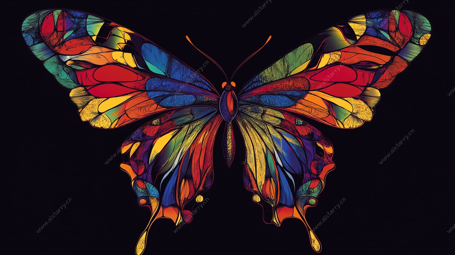 彩色斑斓蝴蝶艺术插画