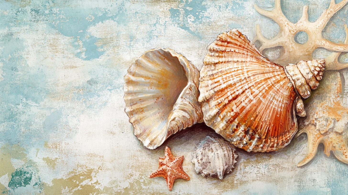 贝壳海星静物图