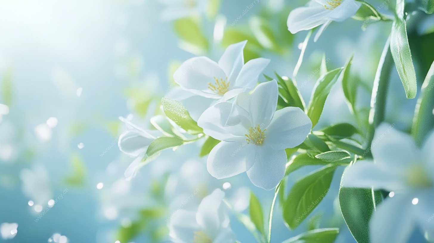 清新绽放的白色花卉图