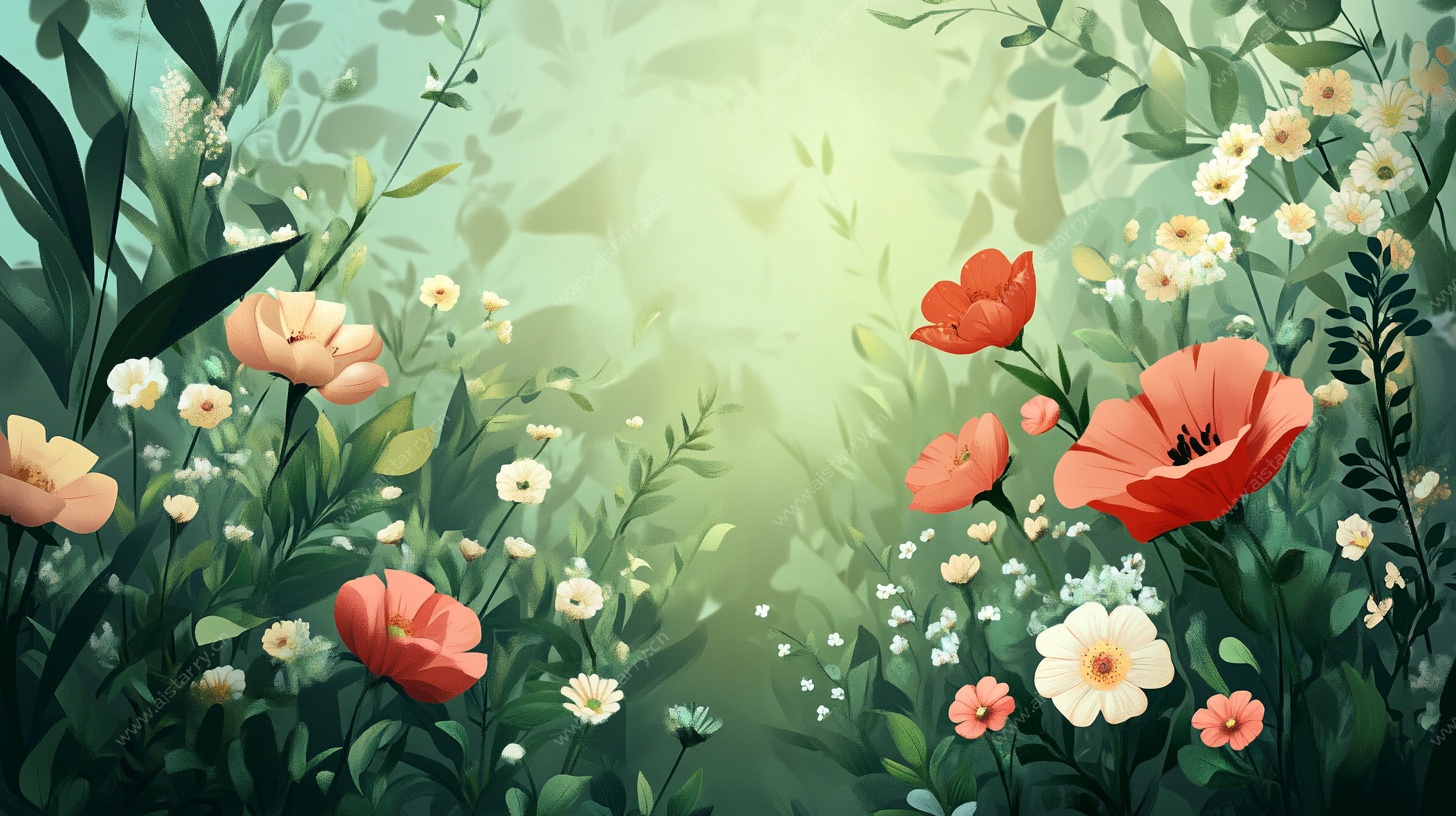 春日烂漫花卉插画