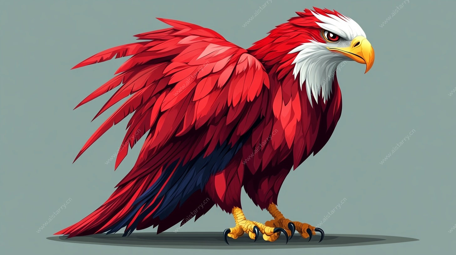 红色羽翼鹰插画