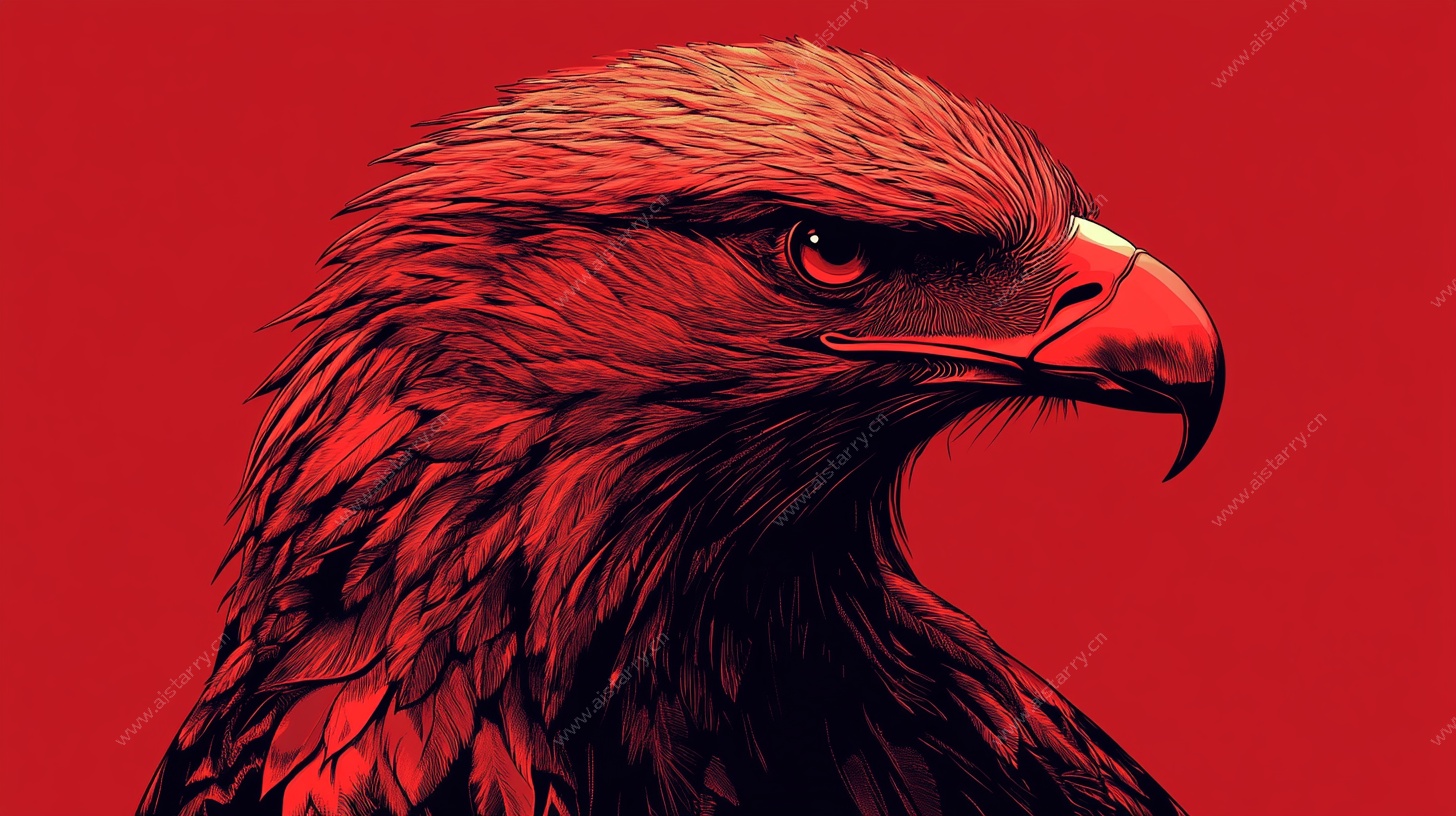 红色雄鹰特写插画