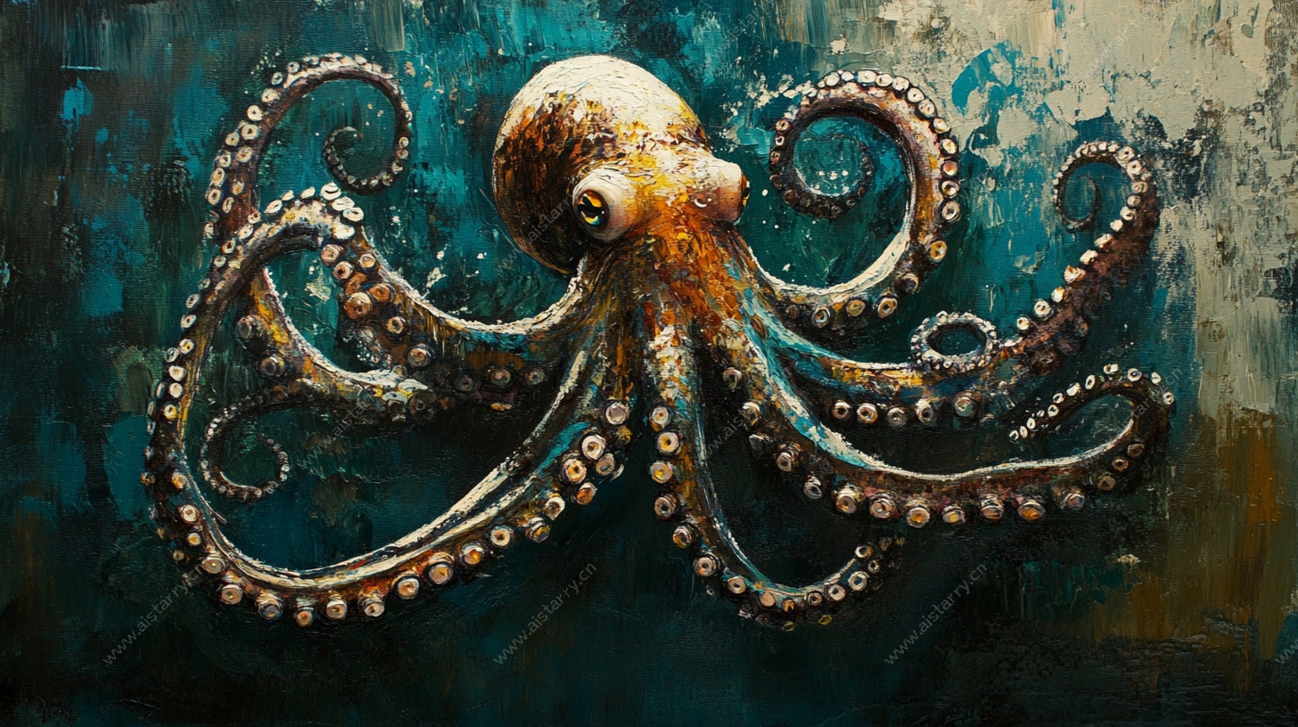 深海章鱼艺术画作