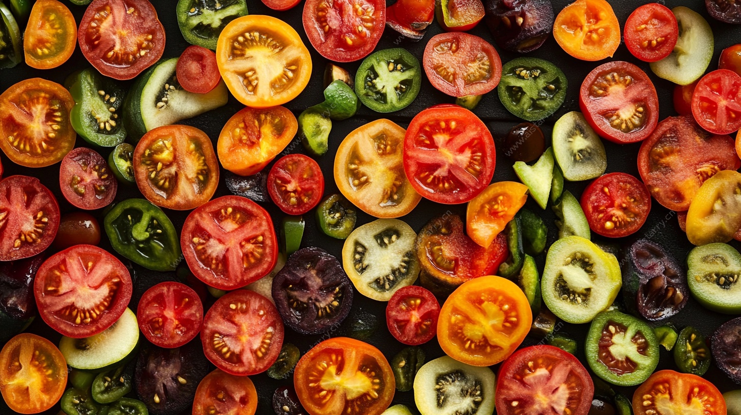 多彩番茄切片特写