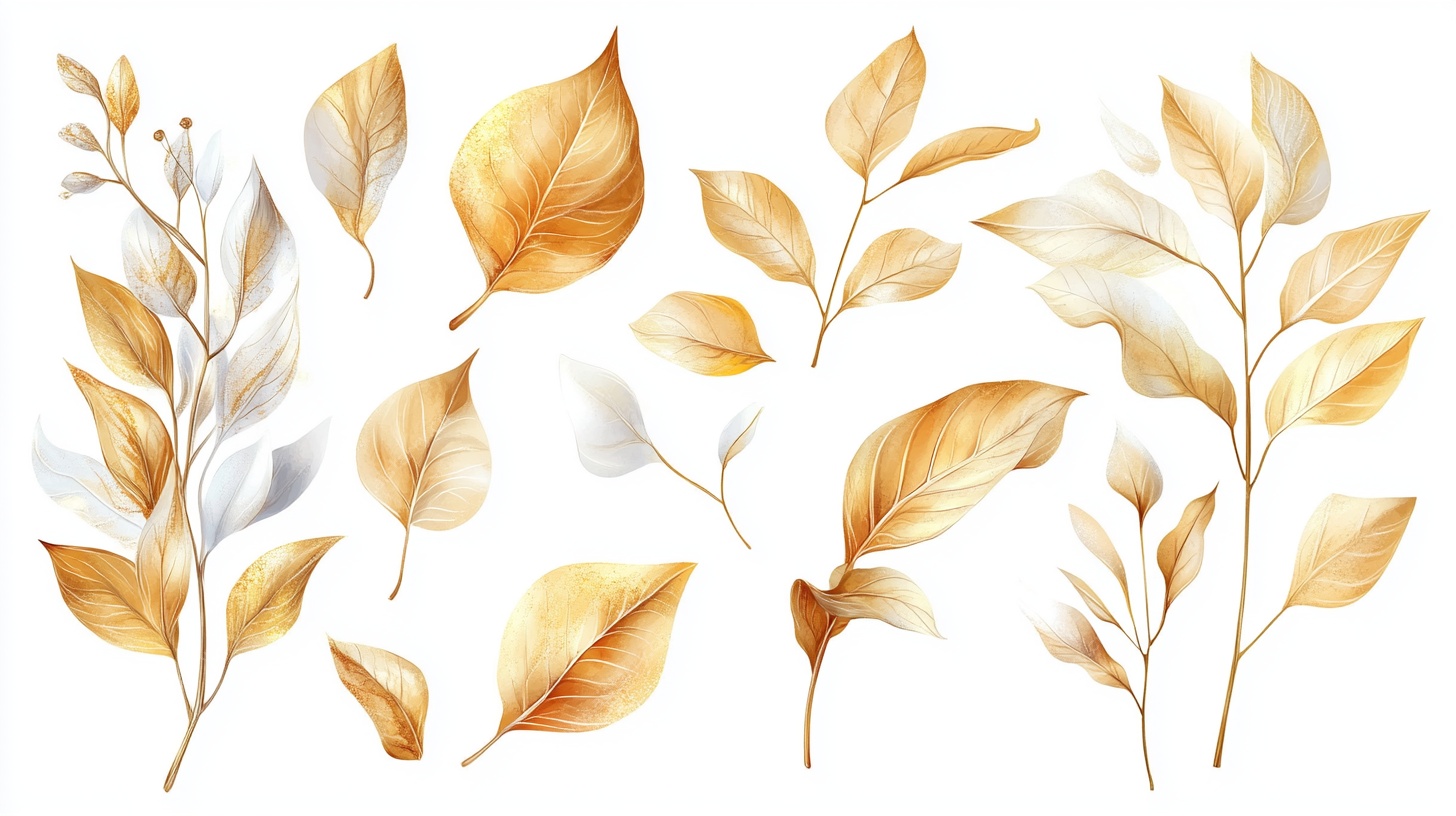 金色树叶插画集合