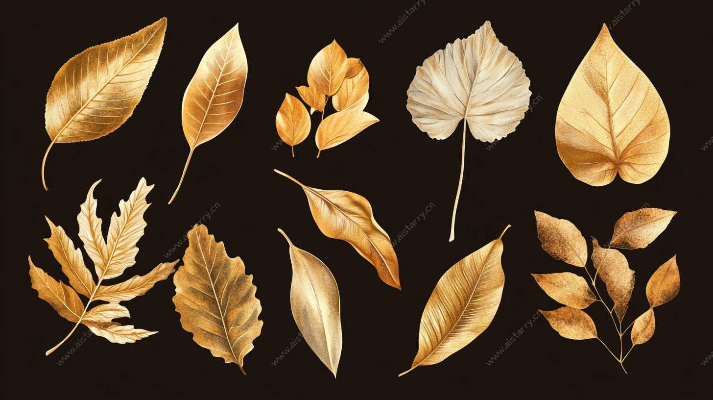 金色秋叶插画集合