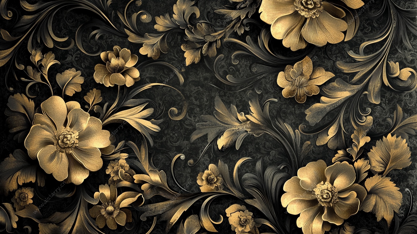黑金花卉奢华纹理图案