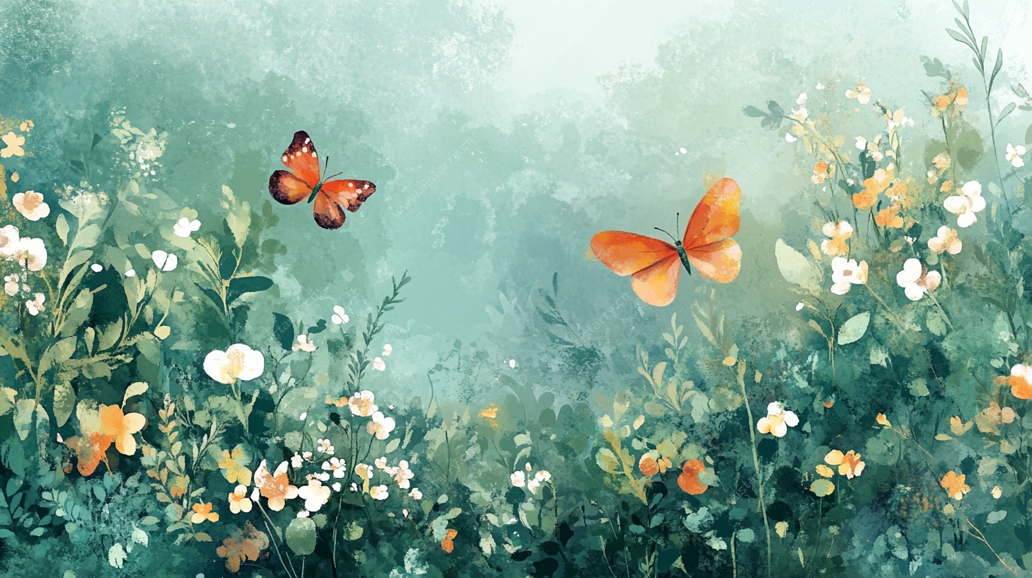 春日蝶舞花丛间