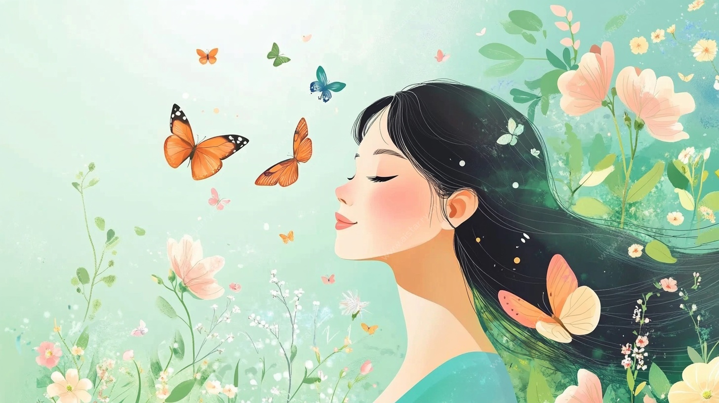 少女与蝶共舞的梦幻时刻