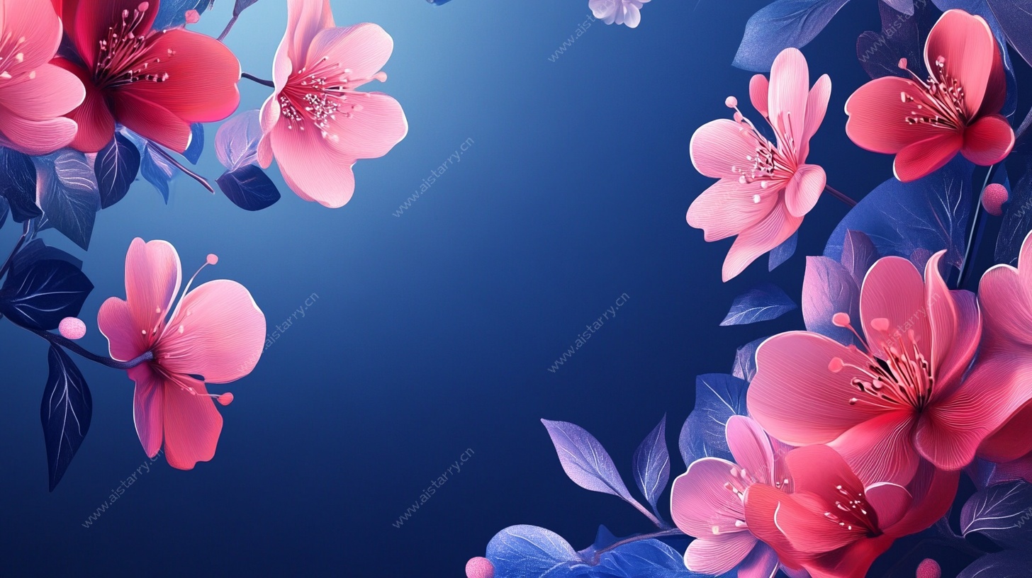 梦幻蓝底繁花背景图
