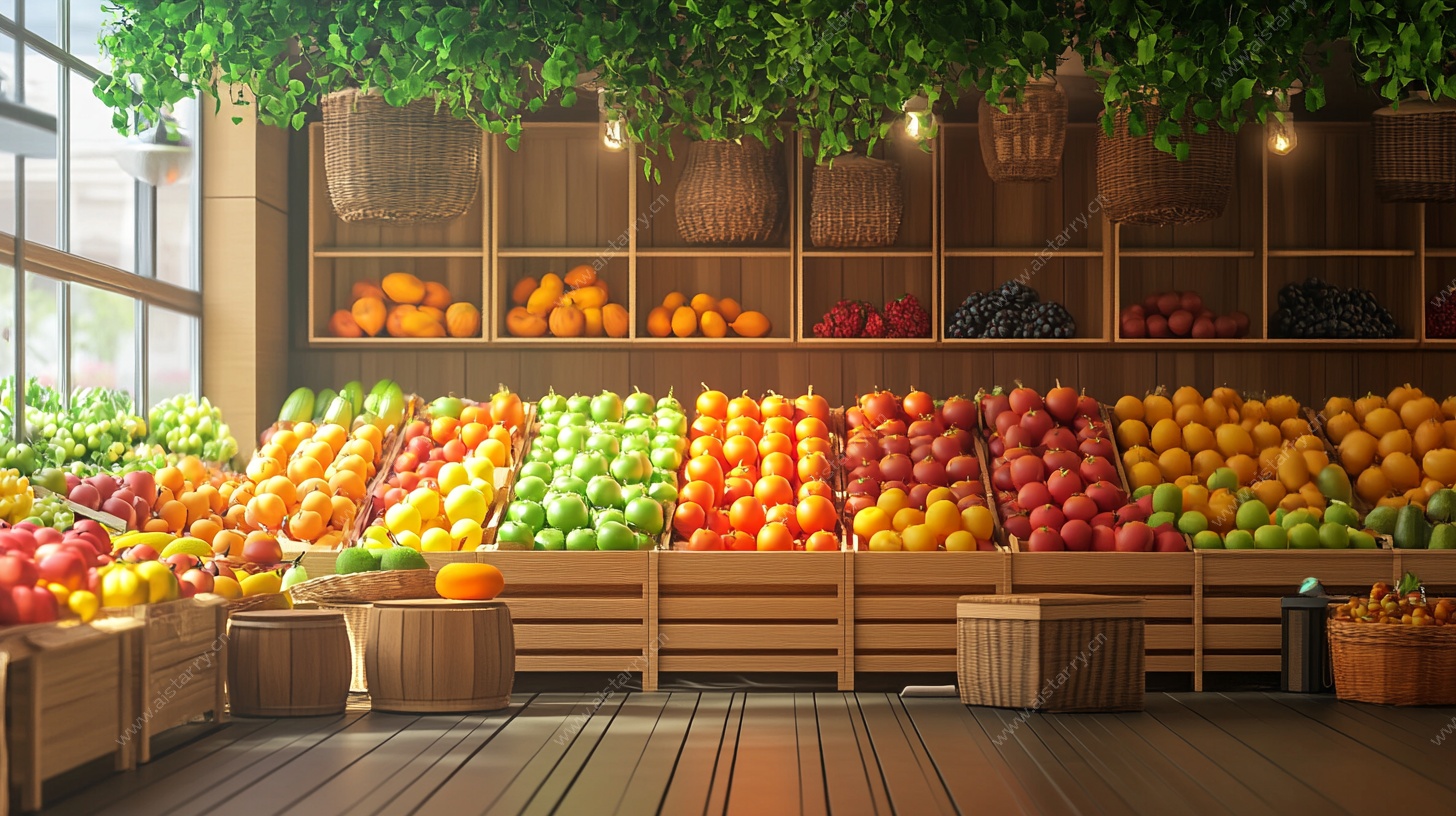 室内缤纷水果陈列场景