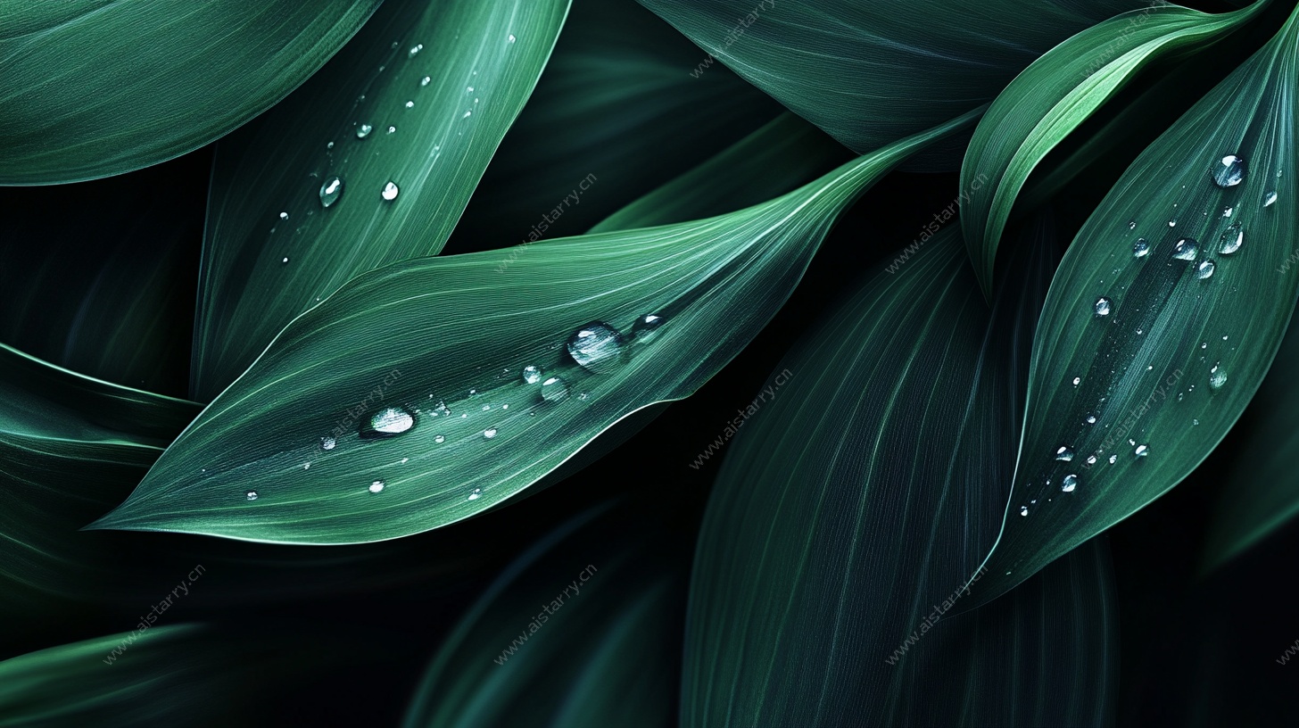 翠绿叶片上的晶莹水珠