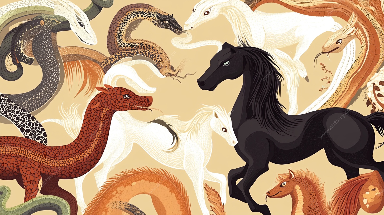 奇幻动物群像插画