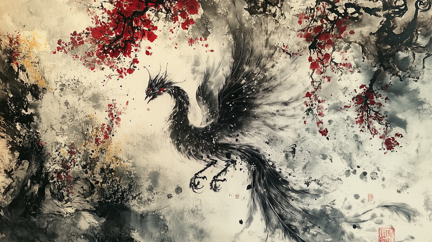水墨凤凰图