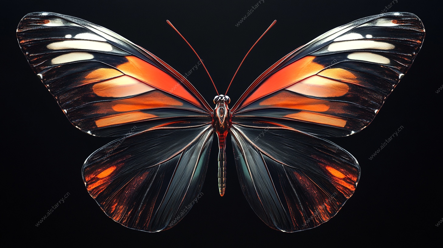 橙黑蝴蝶特写