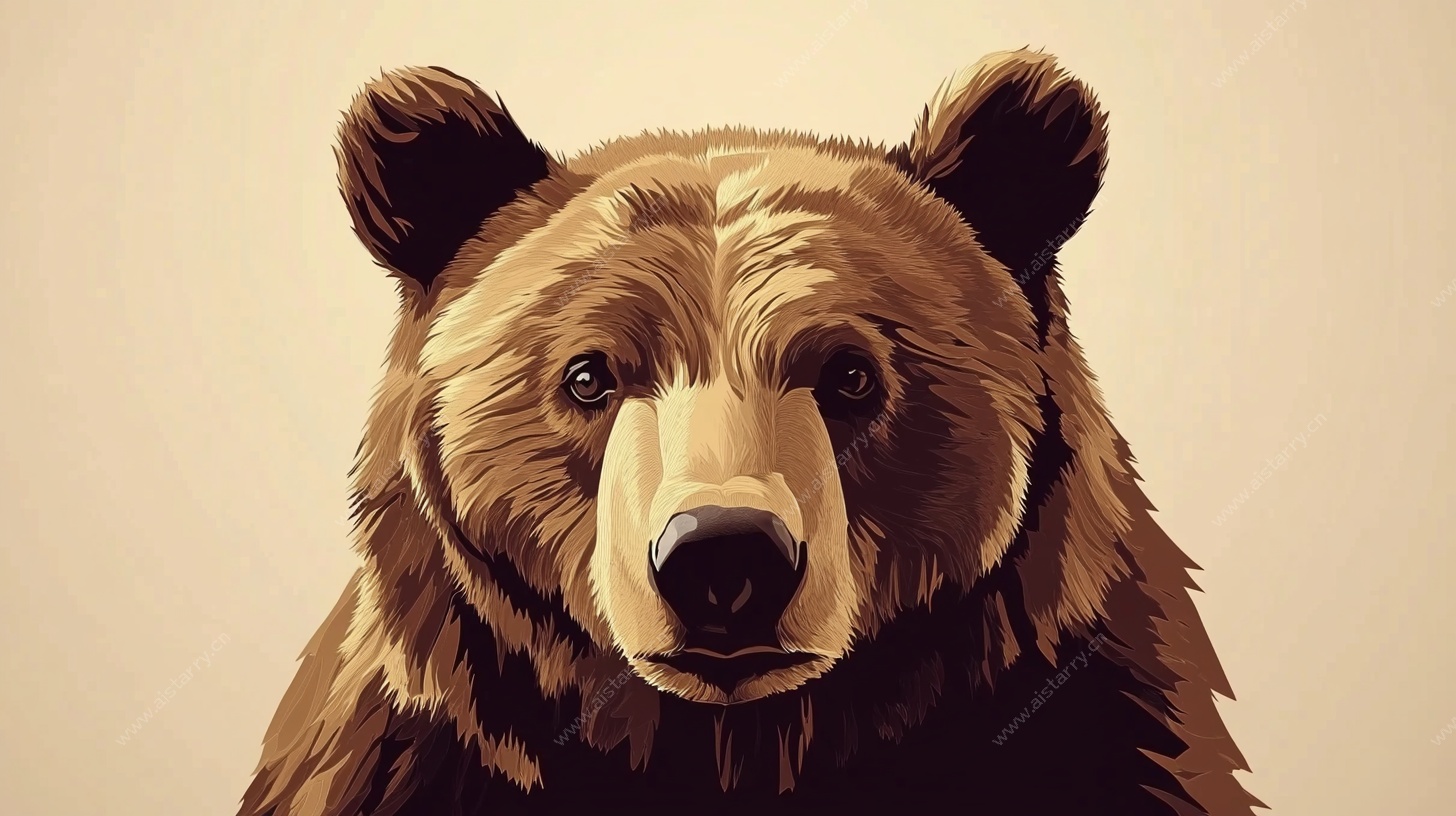 棕熊肖像插画