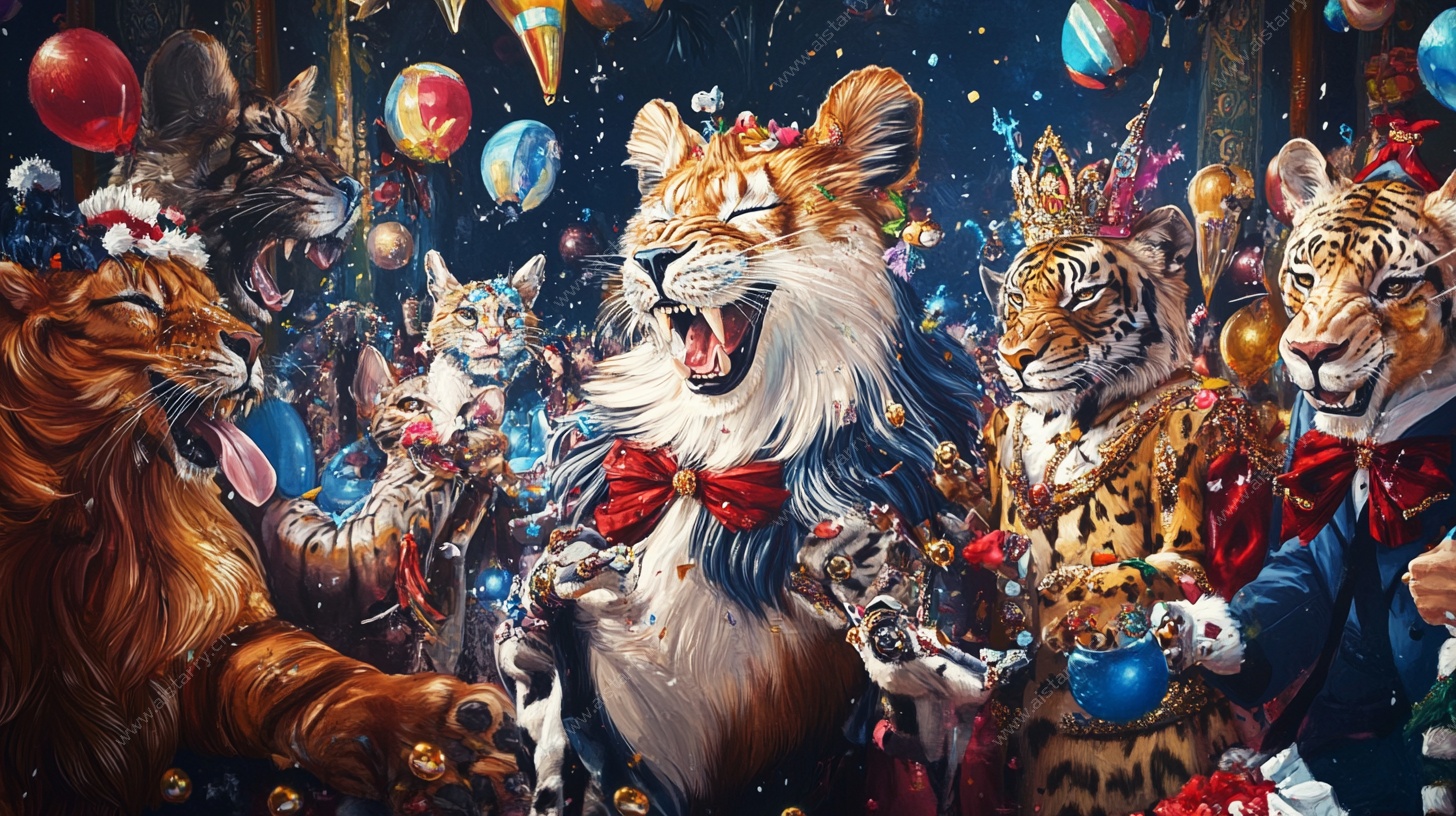 猫咪欢庆派对奇幻场景